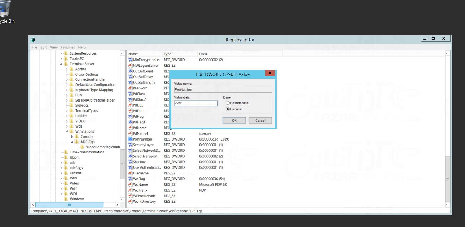 آموزش تغییر پورت remote desktop ویندوز 2012