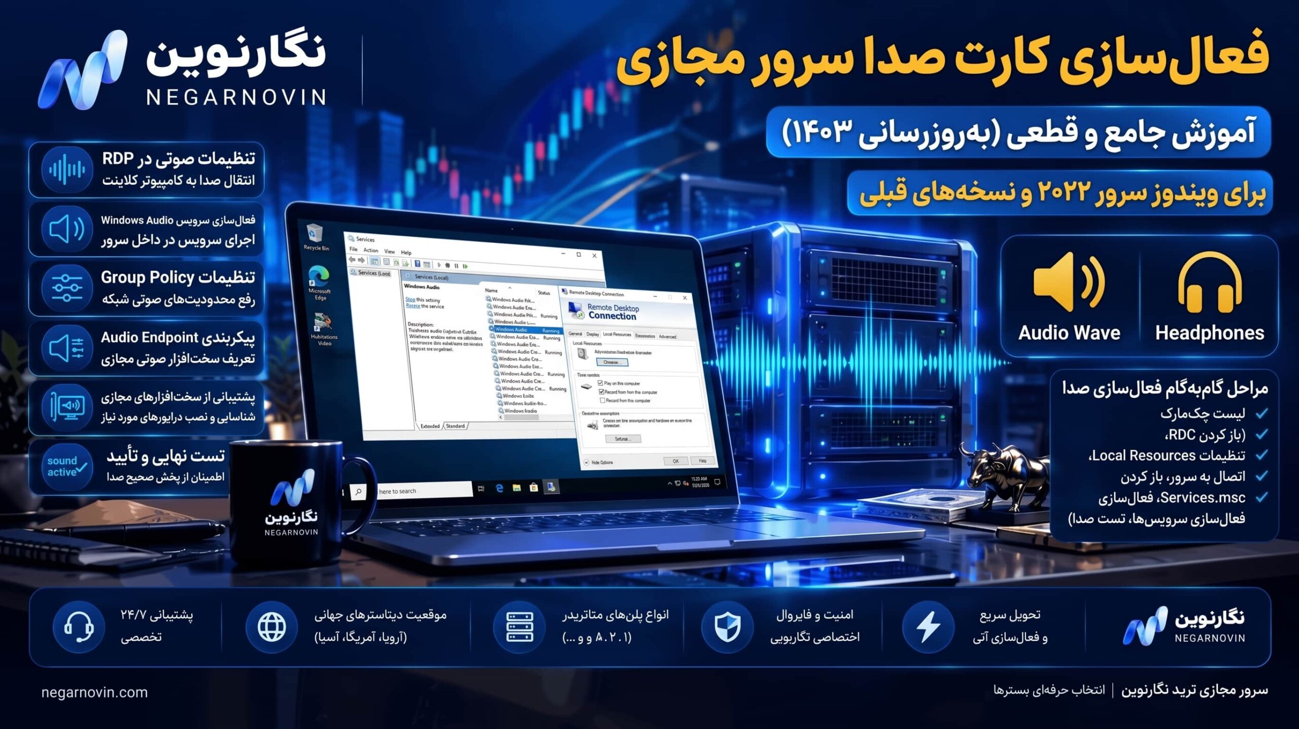 فعال سازی کارت صدا سرور مجازی