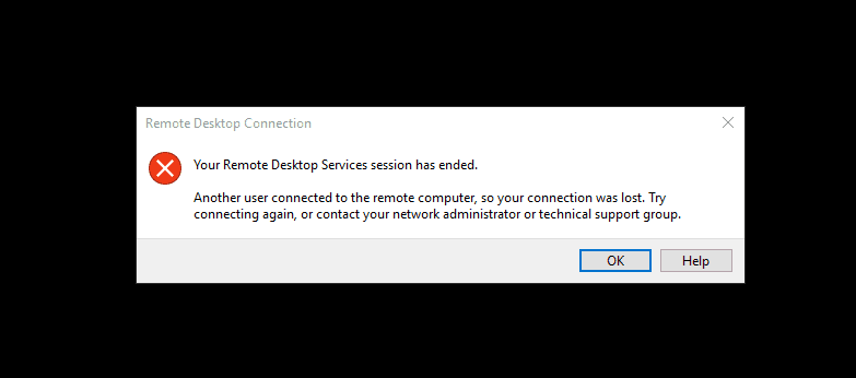 حل مشکل your remote desktop session has ended