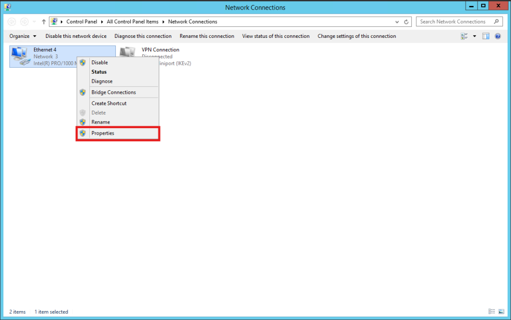 تغییر آی پی ویندوز سرور