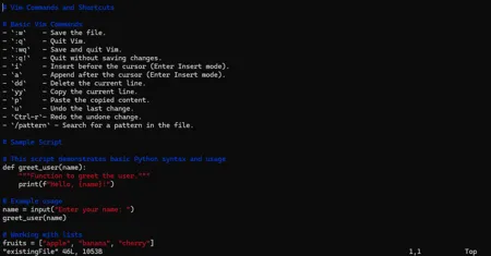 آموزش دستورات ویرایشگر vim