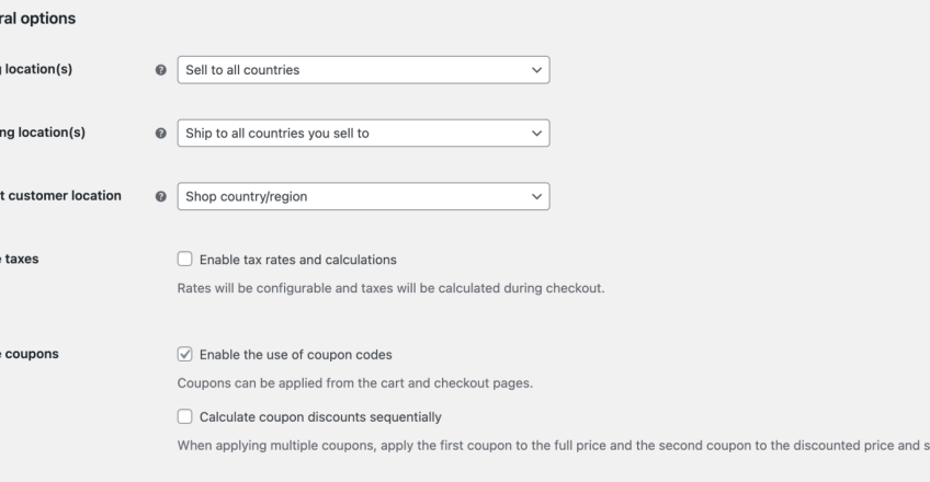تنظیمات عمومی ووکامرس