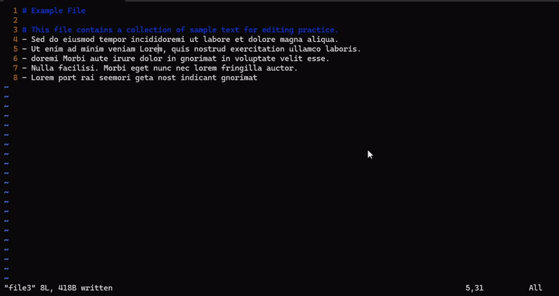 آموزش دستورات ویرایشگر vim