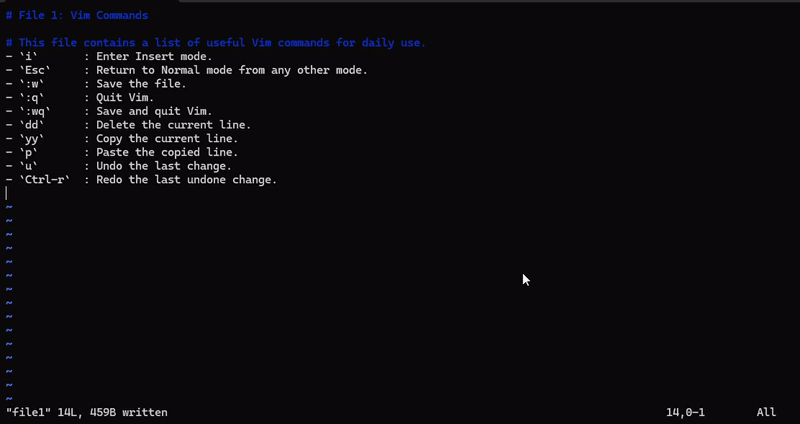 آموزش دستورات ویرایشگر vim