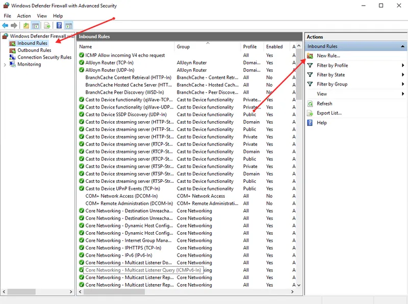 فایروال ویندوز سرور