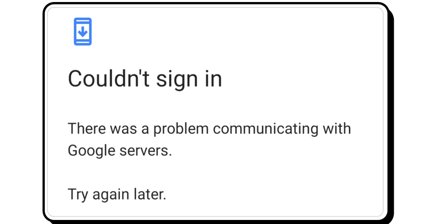مشکل در برقراری ارتباط با سرور گوگل