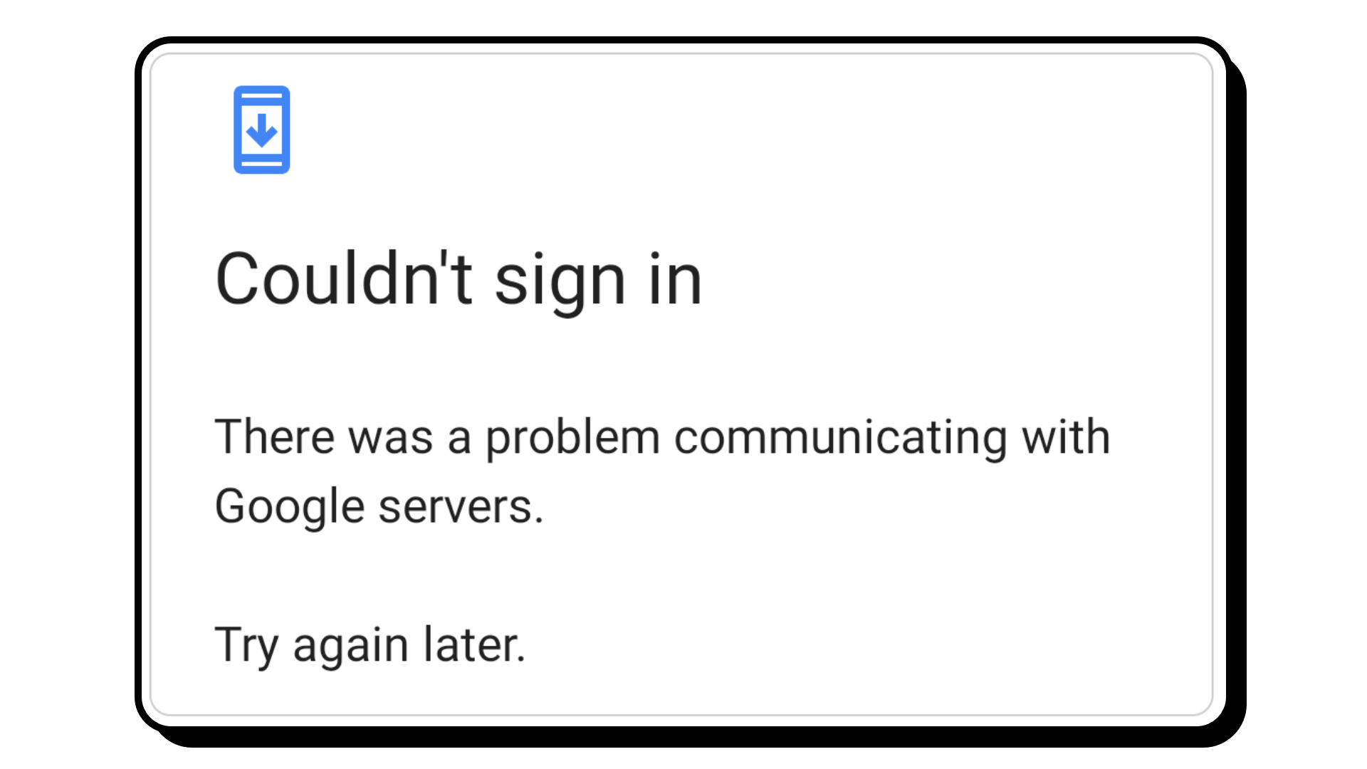 مشکل در برقراری ارتباط با سرور گوگل