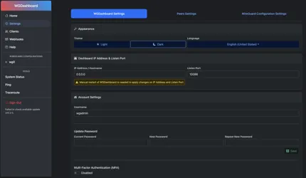 آموزش نصب WGDashboard