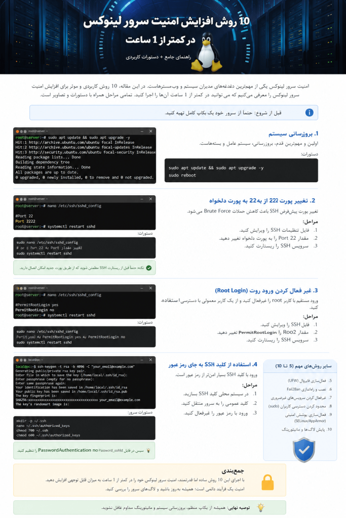 10 روش افزایش امنیت سرور لینوکس در کمتر از 1 ساعت