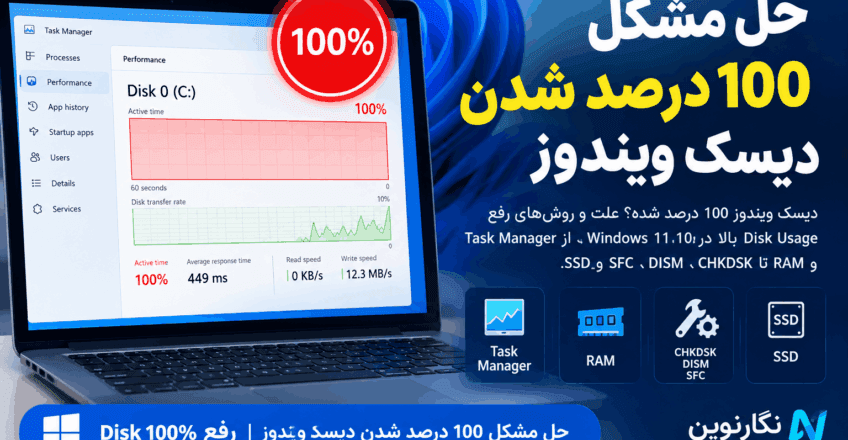 حل مشکل 100 درصد شدن دیسک ویندوز