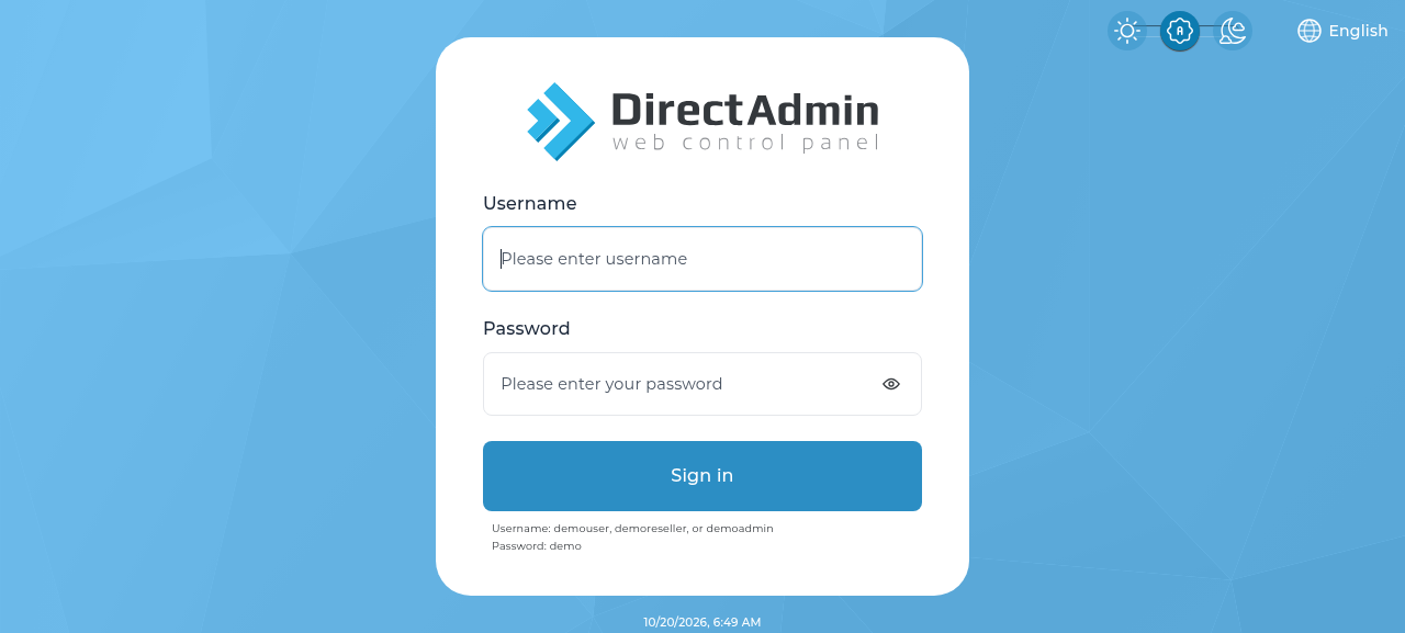 صفحه ورود به پنل DirectAdmin — آموزش تغییر نسخه PHP