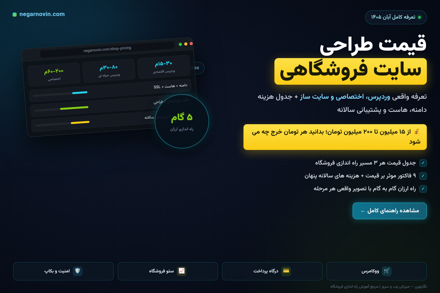 قیمت طراحی سایت فروشگاهی در ۱۴۰۵؛ تعرفه کامل